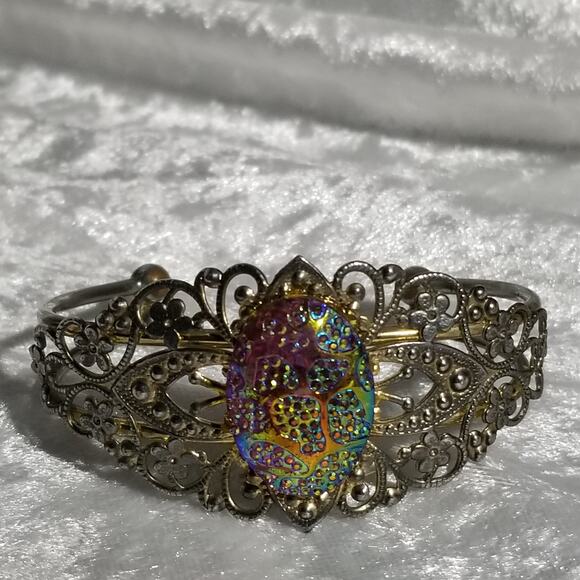 Aurora borealis look cuff filigree bracelet  1.1748 - Picture 10 of 10